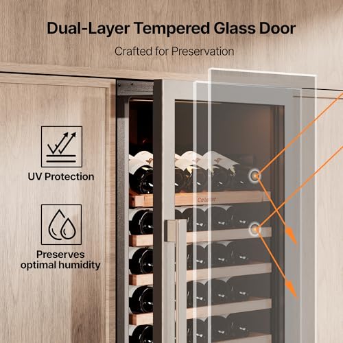 Image of Ca'Lefort Wine Fridge Dual Zone, 185 Can and 77 Bottle 24 Inch Wine Cooler Refrigerator, 34-65F Fridge with Glass Door, 3 LED Built-in /Freestanding Fridge for Bar /Kitchen /Resterant (Right-Hinged)