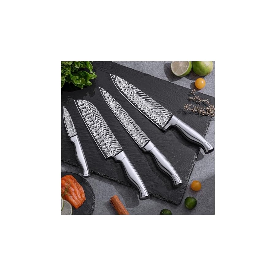 Knife-Set-15-Pieces-Kitchen-Knife-Block-Set-with-Built-in-Knife-Sharpener-Block-Dishwasher-Safe-German-Stainless-Steel-Best-Gift-Silver Knife Set, 15 Pieces Kitchen Knife Set with Built in Sharpener Block, German Stainless Steel Knife Block Set