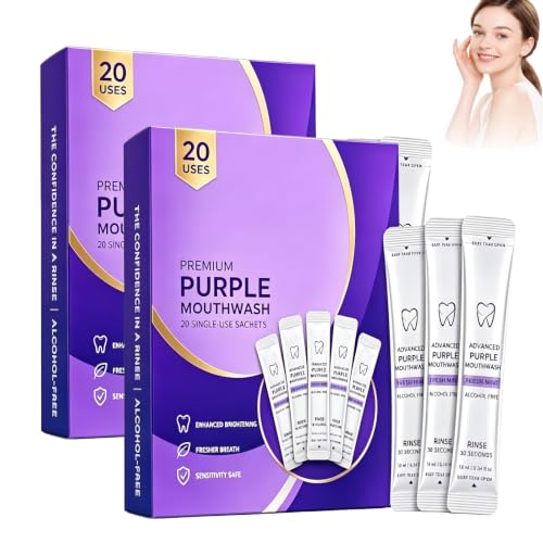 Enjuague de boca púrpura corrector de color que blanquea tus dientes con menta fresca 2pcs