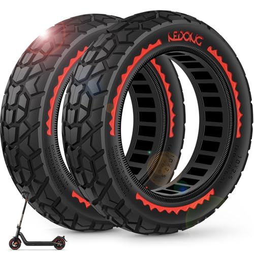 BANGTING 2PCS 10x2.50-6.5 Pneus Increvables pour Roue Trottinette Electrique - 60/70-6.5 Pneu Tubeless, 10x2.50 Pneu Plein Tout-Terrain pour Ninebot G30 Série...