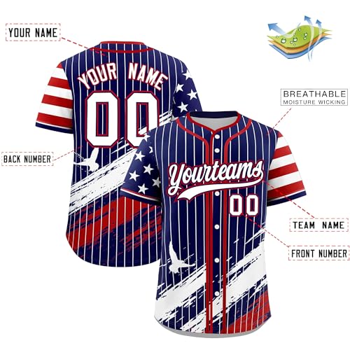 KXK Custom Baseball Jersey Personalized Patriotic Button Down Shirt para hombres, mujeres y jóvenes miniatura 2