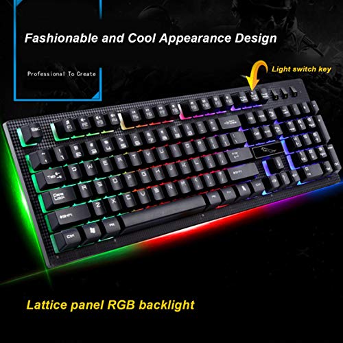 Kongqiabona-UK G20 USB Wired Mechanical Keyboard Gaming Keyboard Waterproof Suspended with led RGB Colorful Backlight For PC Computer Gamer