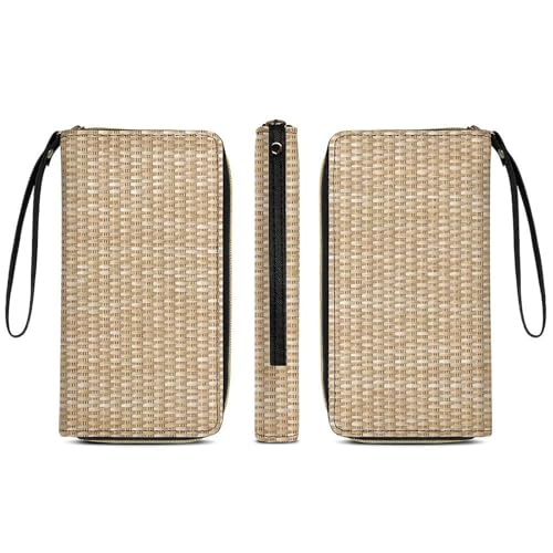 Wicker Neutral Leather Wallet with Scratch Resistant Strap for Easy Carrying3