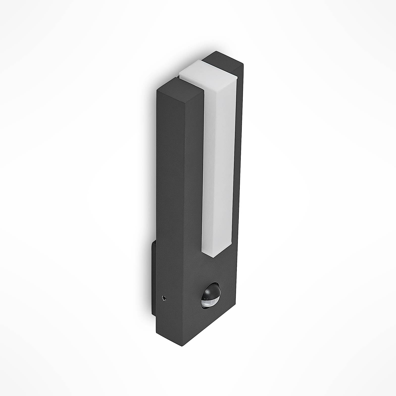 Lucande Outdoor Wall Light Virgalia with Motion Detector (Modern) in Black Made of Aluminium (1 Light Source,) from wall lamp for Exterior/Interior Walls, House Terrace und Balcony