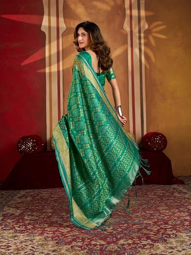 Image of MADHUHANSH Women's Cotton Silk Saree with Unstitched Blouse Piece Zari Weave and Floral Pattern | Heavy Embroidery Saree for Women | Interview Saree for Women | Readymade Blouse with Saree Set