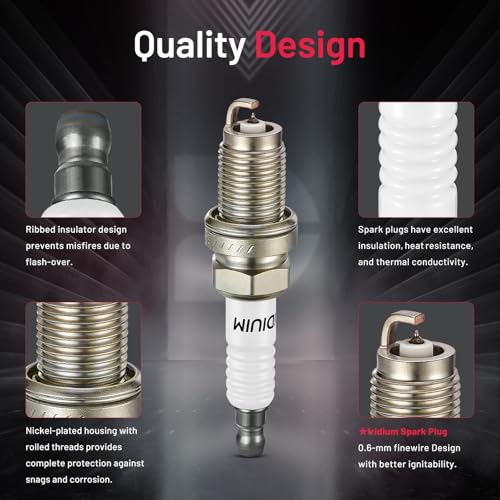 Image of BDFHYK Set of 4 Iridium Spark Plug Compatible with Acura RSX 02-06; Compatible with Honda Accord 03-07,Civic 06-11,CR-V 02-09,Element 03-11,2.0L 2.4L L4,Replacement for 9807B-561BW IZFR6K-11S 5266
