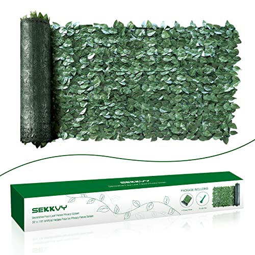 Sekkvy 39" X 118" Artificial Hedges Faux Ivy Privacy Fence Screen Peach Leaves Panels With Mesh Backing - Vine Decoration For Outdoor Decor, Garden, Yard #TOP5