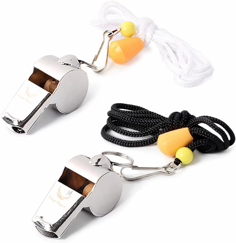 Runtasty Essential Metal Safety Whistle 2-Pack with Adjustable & Removable Lanyard – Lightweight, Durable Whistles for Sports, Coaching, Teachers, Outdoor Activities & Emergency Preparedness