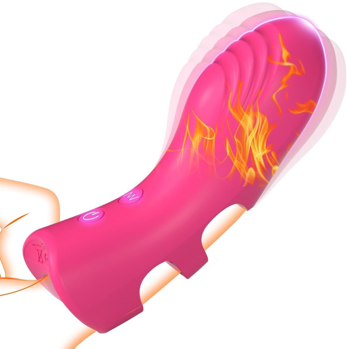 MKGD Mini Vibrador Fundas para dedos para Pareja, Vibradorador Sex Toys para Estimulador el Clítoris Mujer,Silicone Juguetes Eróticos con 10 Vibraciones y Función de Calentamiento