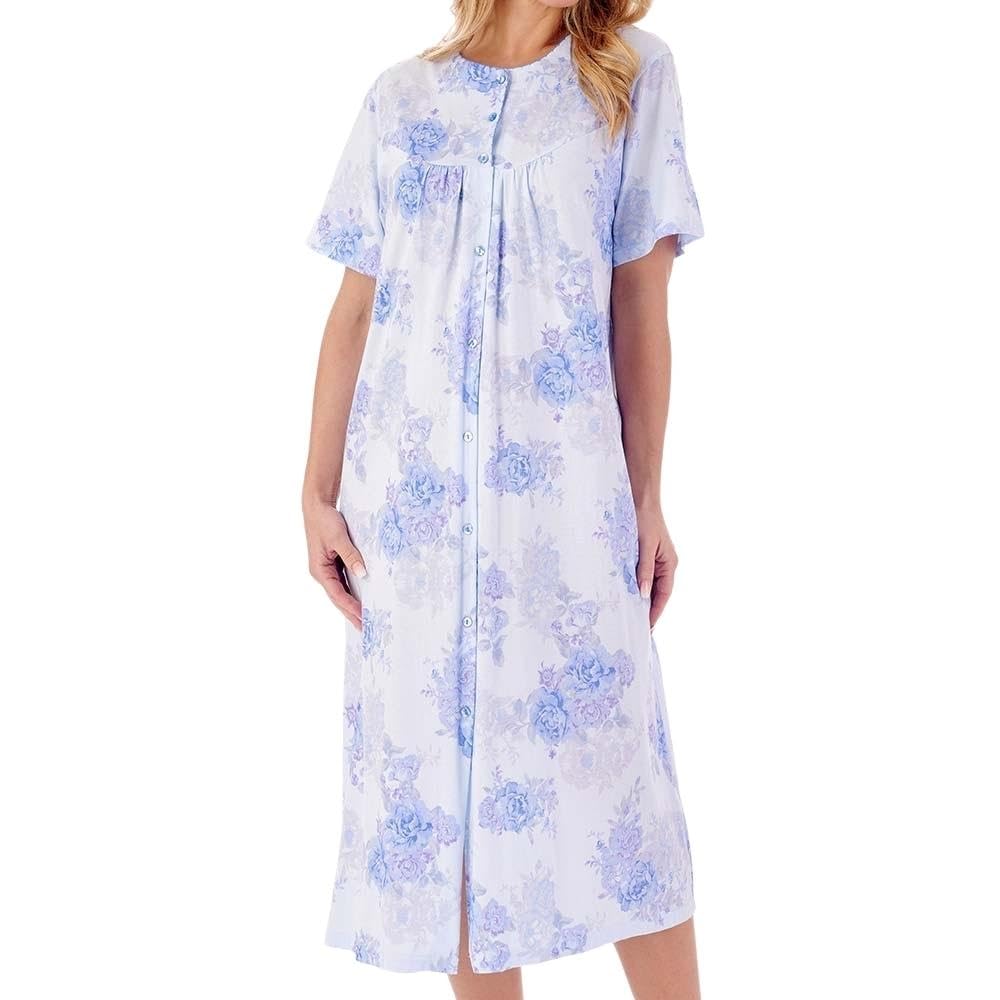 Slenderella ND01133 Floral Cotton Nightdress, blue, XXL