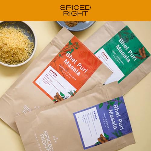 Image of SPICED RIGHT Bhelpuri Masala (200 Gm) with Natural Ingredients | Ready to Use Instant Namkeen Indian Snack Bhel Puri /Chat Puri Masala