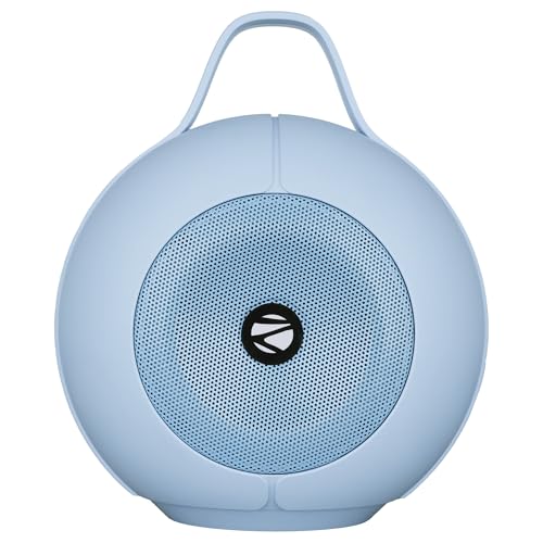 ZEBRONICS Sound POD 30 Portable Bluetooth Speaker, 12 Watts, Upto 8 Hours Playback, Passive Radiator, BTv5.3 | mSD | TWS | Splash Proof, RGB LED, Carry Handle, Deep Bass (Sky Blue)