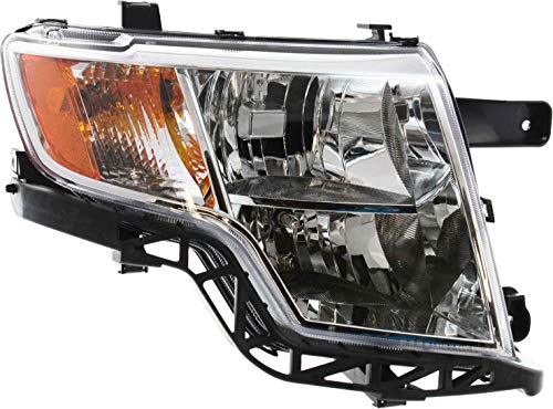 Evan Fischer Headlight Assembly Compatible with 2007-2010 Ford Edge Halogen Chrome Interior Passenger Side