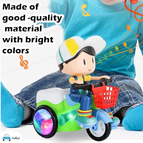Image of FunBlast Stunt Bicycle Toys - Bump & Go Vehicle Toy with Sound & Flashing Light | Tricycles Toys for Kids (Without Battery)