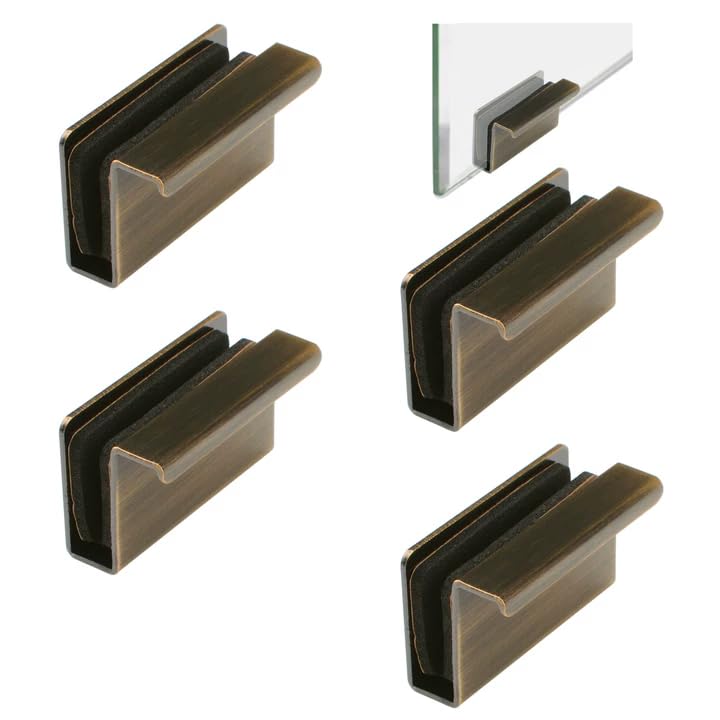 Image of 4Pcs Glass Finger Edge Pull Cabinet Finger Pull Handle Glass Door Clips Cabinet Latch Clamp Concealed Handle for Display Glasscase Door (Bronze)