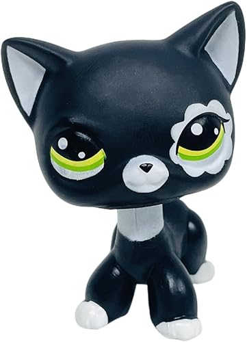 Vista 3 de Rare Old LPS Gato Negro Flor Blanca Ojos Gatito Tienda de Mascotas Lindo Bobble Head Figuras de Acción Juguete para Niños Niño Niña Regalo