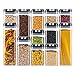 Airtight Pantry Storage Container Set of 12 + 18 Labels & Chalk Marker - Strong Heavy Duty Plastic - BPA Free - Airtight Food Storage Clear Plastic with Black Interchangeable Easy Lock Lids