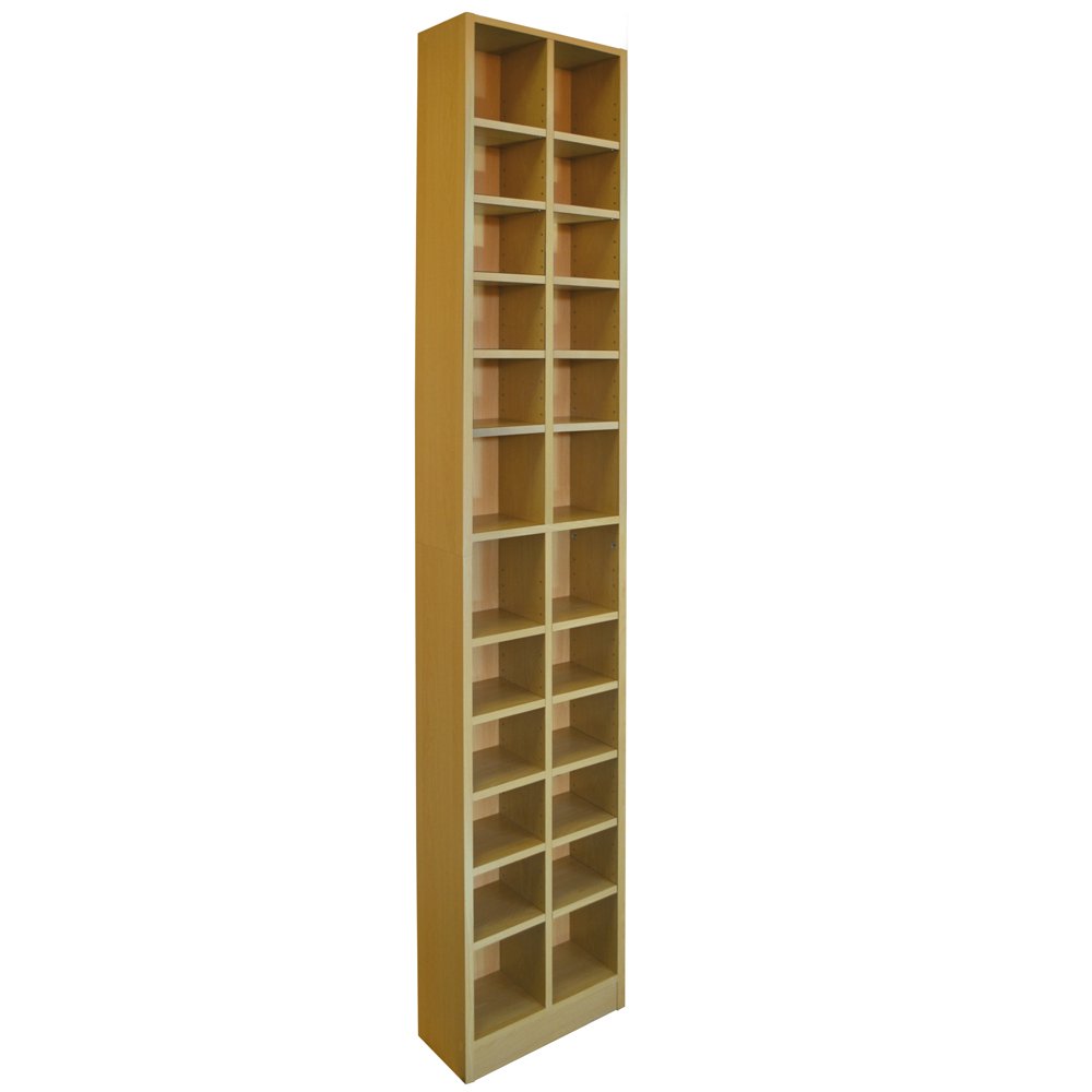 WATSONS BLOCK - Tall Sleek 360 CD / 160 DVD Media Storage Tower Shelves - Oak