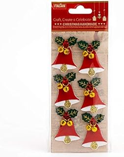 Italian Options Jingle Bells Christmas Craft Decoration Self Adhesive 3.5cm x 4cm (6 pcs)