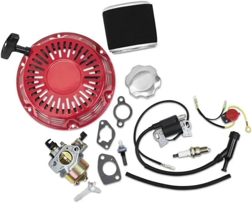 Recoil Carburetor Ignition Coil Spark Plug Air Filter Kit Fit for Honda GX340 GX390