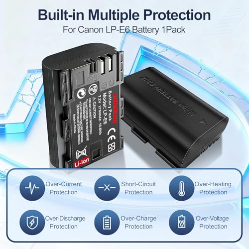 LP-E6 Battery for Canon EOS Camera: R7 5D Mark IV R5 R6 Mark II 90D Photography Enthusiasts 2750mAh - Image 2