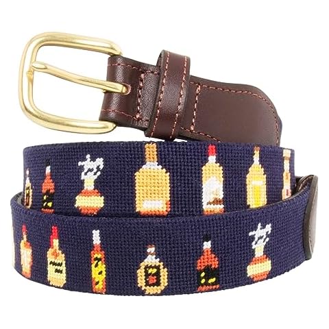 Huck Venture Bourbon Bottle Needlepoint Belt with Leather Backing (42, Bourbon) Cover