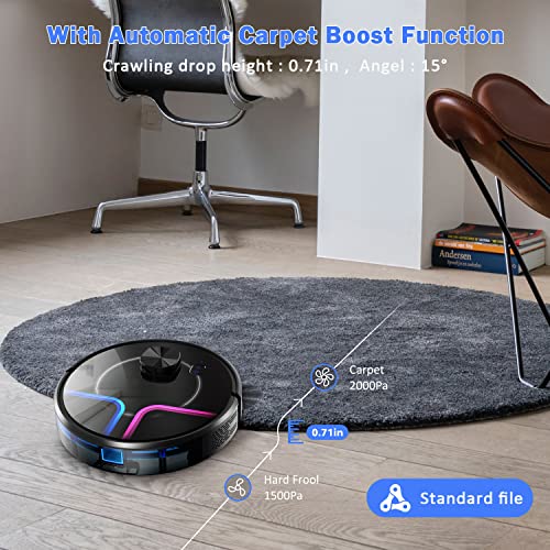 Lidar Robot Vacuum Multi-Floor Mapping Technology, Robotic Vacuum Cleaner with Laser Navigation, 2300Pa Strong Suction Cleaning, Wi-Fi Connected, for Pet Hair, Carpet, Hard Floor - Thumbnail 5
