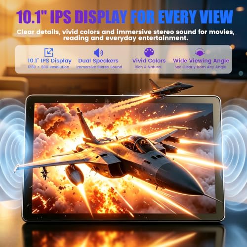 Image of Android 15 Tablet with Keyboard 10.1 Inch, 18GB RAM 128GB Storage, 2 in 1 Tablet PC with Mouse Stylus Case, IPS Display, Dual Band WiFi, GPS, Bluetooth, 1TB Expandable, Black