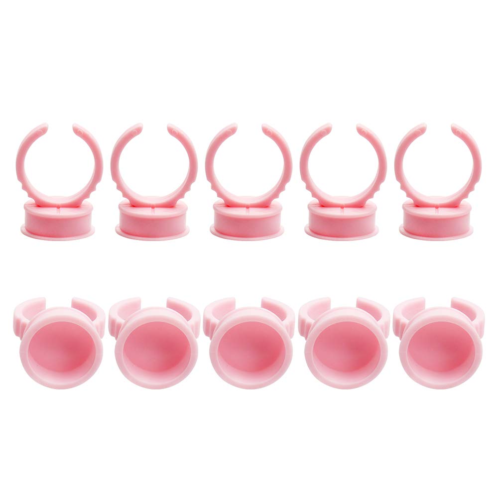 200 Pack Disposable Glue Ring Cups Eyelash Extension Tools Plastic Nail Art Tattoo Adhesive Pigment Holders