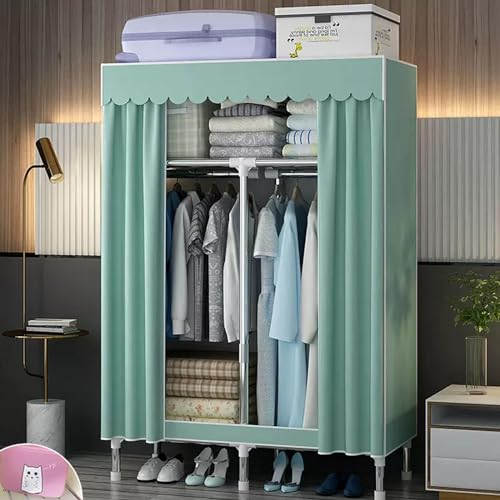 Armario portátil plegable verde de 88x48x176cm con barra para ropa 3