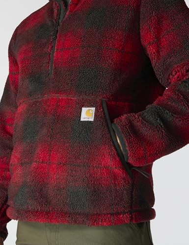 Carhartt Men's Loose Fit Fleece Pullover, Industry Red Ombre Plaid, Medium - image 5