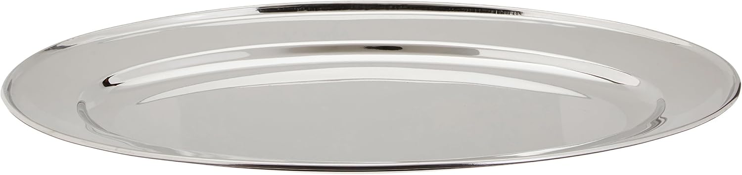 Winco 16" x 10 1/4" Oval Stainless Steel Platter