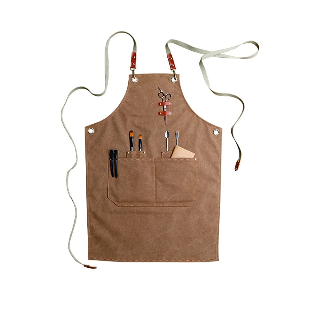 SSDD Tablier de toile Café Barista Tablier Barista Tablier Tablier spécial Femme Summer (Color : Brown-a, Size : S)