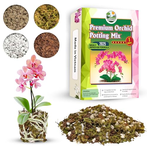[Upgraded] DUSPRO Orchid Potting Mix for Repotting with Forest Moss, Pine Bark, Perlite & Pumice,...