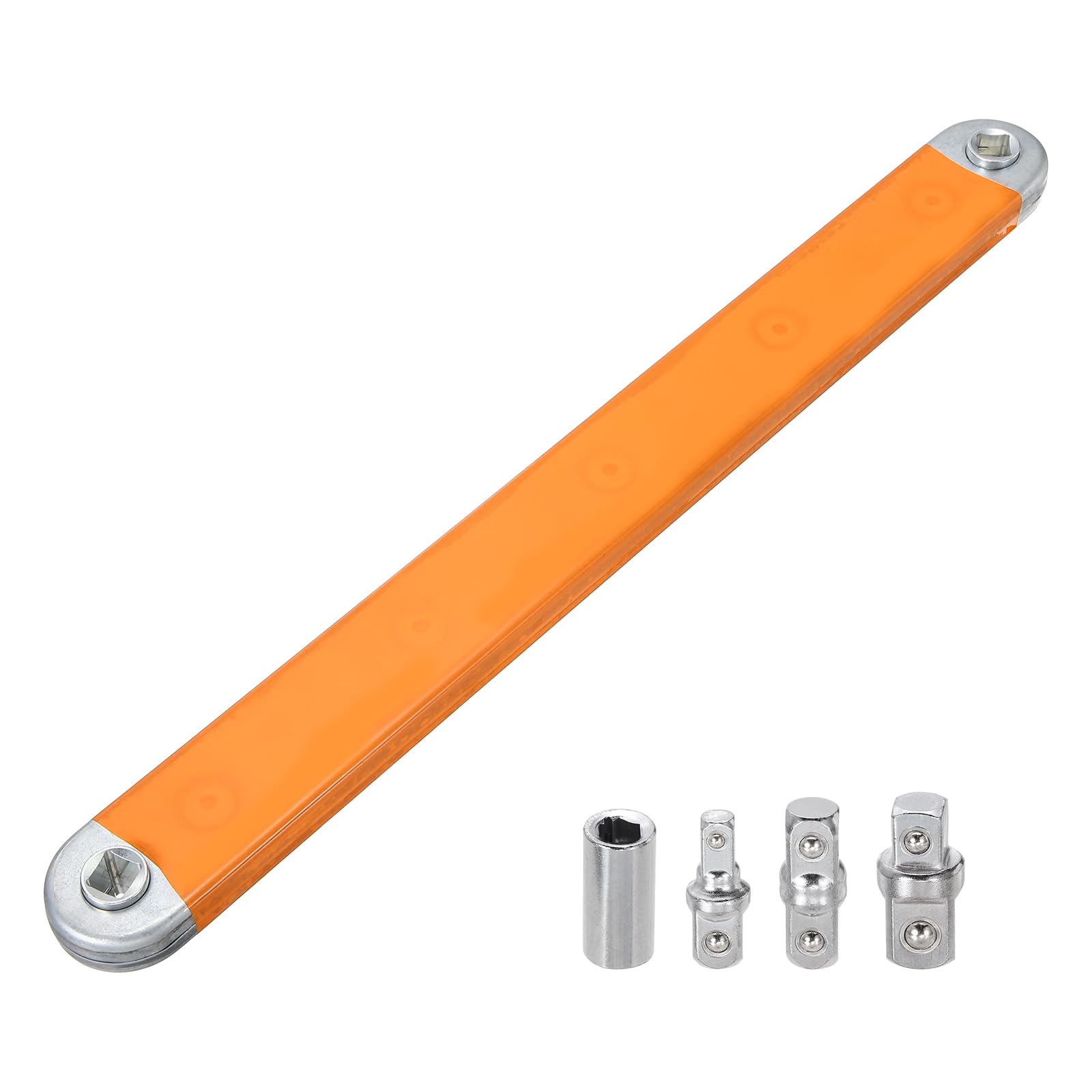 Kozelo Offset Extension Wrench Tight Reach Extension Wrench Set Wrench Extender Tool Bar 15.35" Length with 1/2", 1/4" and 3/8" Square Drive Adapters for Small Place, Yellow