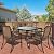 NUU GARDEN 5 Piece Patio Dining Set Outdoor Table and Chairs Set for Garden Patio Backyard, 4 Textilene Dining Chairs and 1 Iron Patio Table with Umbrella Hole, Black and Brown