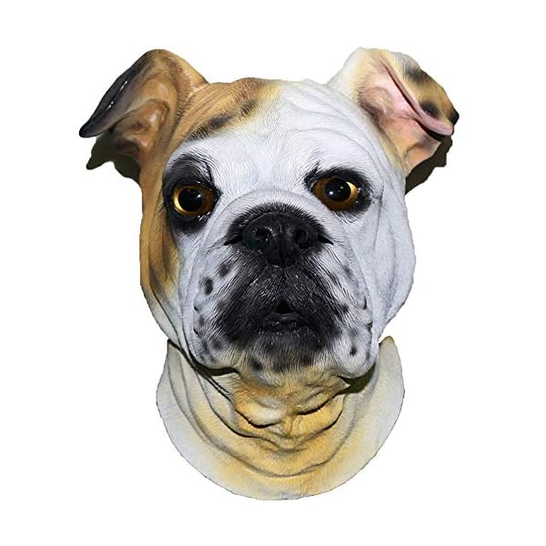 Halloween english bulldog mask latex animal dog mask full head realistic pet dog fancy dress up party costume props multicoloured