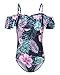 Moon Tree Costume da bagno intero da bambina, con volant, stile hawaiano, da spiaggia, 2-14 anni, Spalline viola, 9-10 Anni