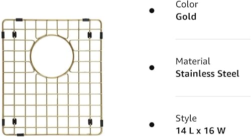 Miniatura 2 de Starstar Sinks Protector Matte Gold 304 Acero inoxidable Fregadero Rejilla inferior para fregadero de cocina, estante (14 L x 16 W)
