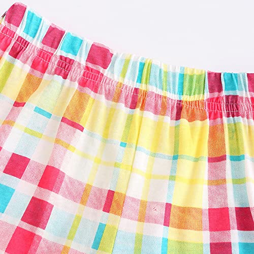 Beziun Regata infantil com manga borboleta e shorts xadrez estampa borboleta verão 2 peças, rosa, 2-