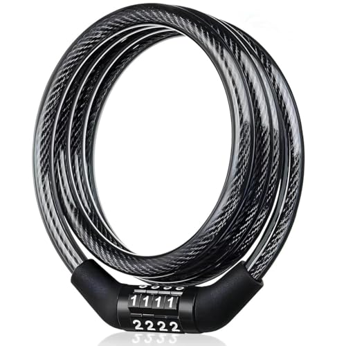 Image of NSXEEN Heavy-Duty 4-Digit Combination Cable Lock for Bike, Gate, Helmet, Luggage & Multipurpose Security | Anti-Theft Steel Wire Lock with Resettable Password & PVC Coating | 1.2M Strong Cable Lock
