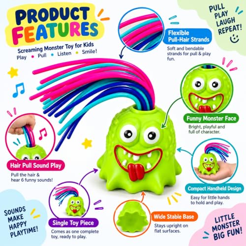 Image of Screaming Monster Toy Hair Pull Sound Fidget Kids Novelty Play Piece