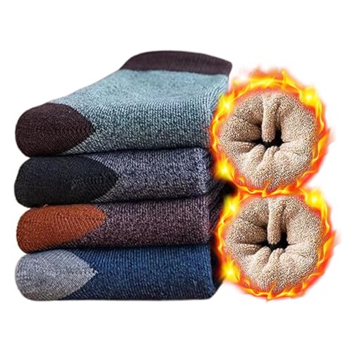 [Yazon] 靴下 メンズ 冬 暖かい 厚手 綿ウールソックス おしゃれ スポーツくつした 男性 冬用 防寒 あったか靴下 カラフルソックス 室内 ルームソックス 保温 吸汗 秋冬くつ下 5足セット 24-27cmのサムネイル