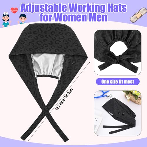 Image of Unittype 4 Pcs Nurse Caps for Women Nursing Working Caps with Button and Sweatband Adjustable Elastic Scrub Hats for Dentist