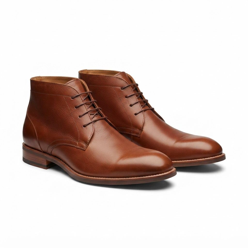 Men's Brown Leather Chukka Desert Boots with Leather Sole | Sahara Step-image-20