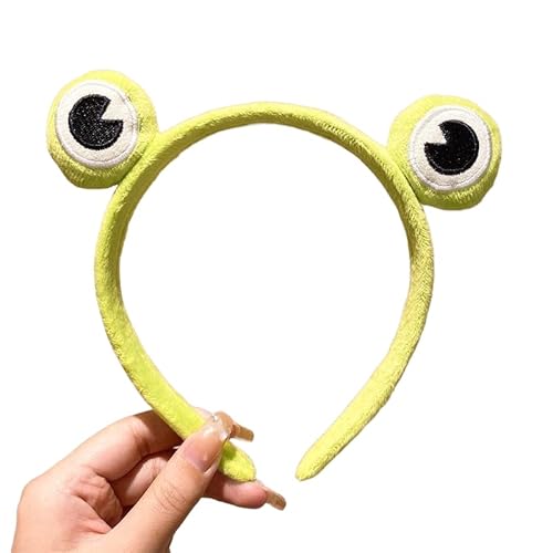 2個セット ヘアバンド レディース 秋冬 洗顔用ヘッドバンド プラッシュヘアプレス 滑り止めヘアピン ヘッドドレス エクササイズ ヨガ メイクアップヘッドバンド(Green Little eye frog)