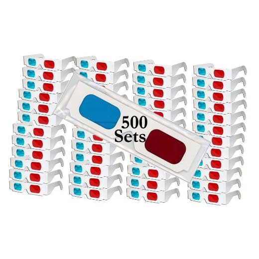 3D Red/Cyan Anaglyph Cardboard Glasses - 500 Pair - White Frame