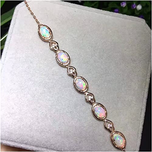 Bracelet opale naturelle multicolore bijoux argent 925 pierres précieuses ronde