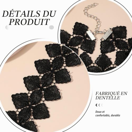 RELKLYU 6 Collier en Dentelle Noire, Gothique, Personnalité Rétro, Accessoires de Vêtements, Unisex – vue 3