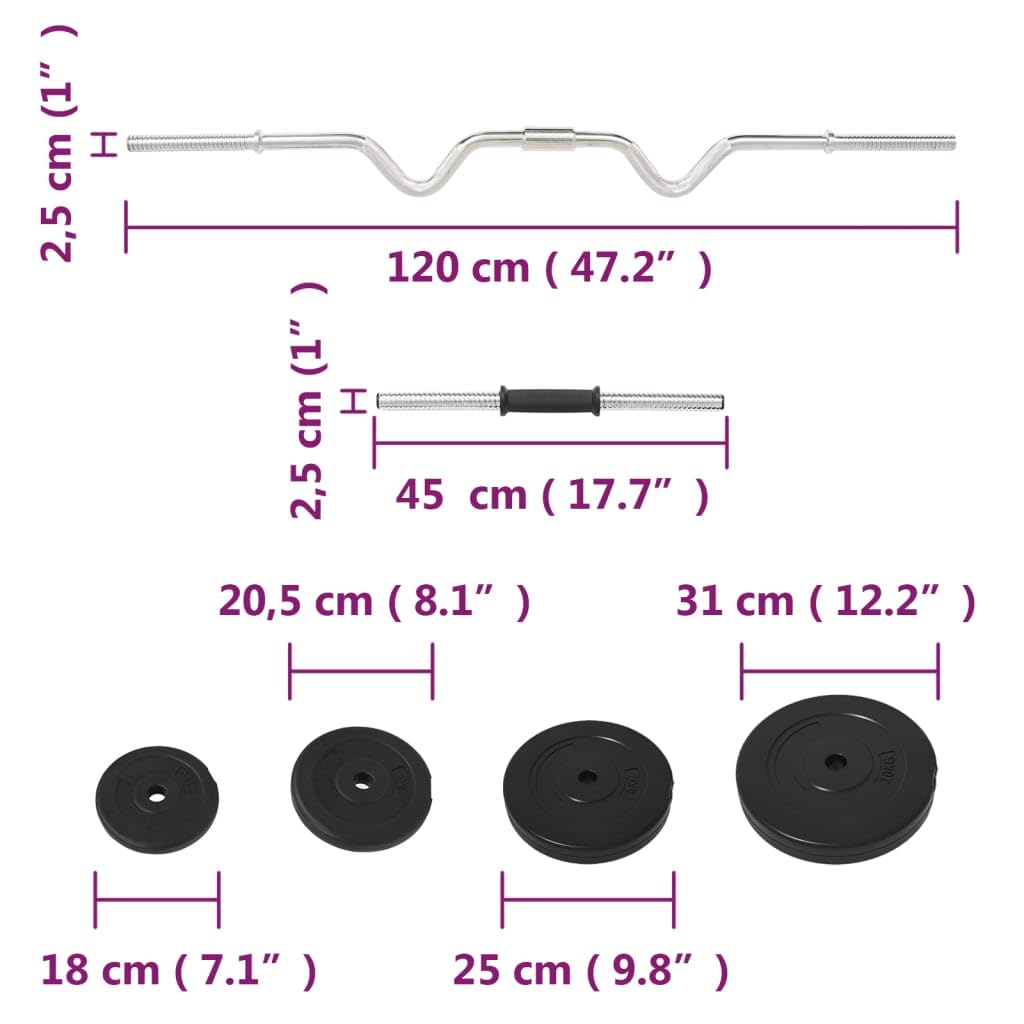 vidaXL Juego de barras y mancuernas con discos 60 kg